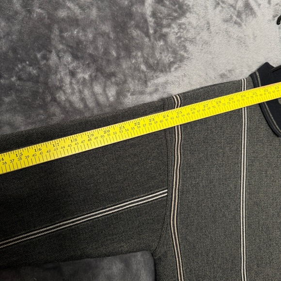 Knights Sportswear Polo Sweater Mens L Grey Striped Long Sleeve Knit Pullover - Picture 5 of 6